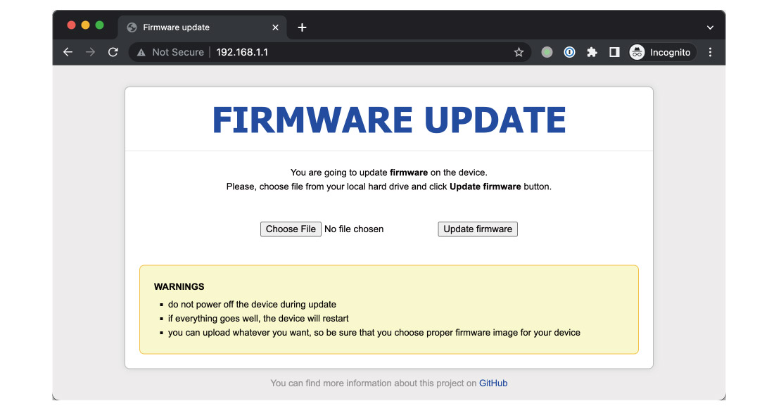 uBoot firmware update interface
